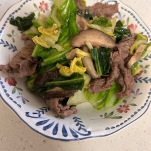 ❤牛肉と椎茸と春キャベツの中華炒め❤